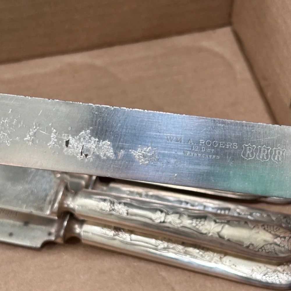 Antique Wm A Rogers Triple Plate Silverplate Flatware Complete Service for 6